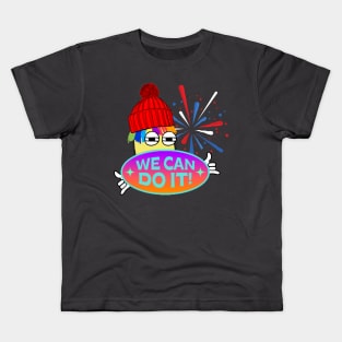 RAINBOW HAIR CARTOON BOY WE CAN DO IT  FUNNY Kids T-Shirt